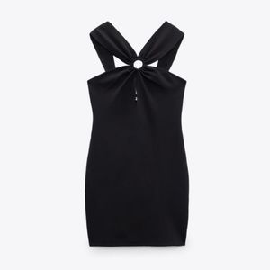 Zara DRESS WITH METAL RING DETAIL BLACK. New with tags.